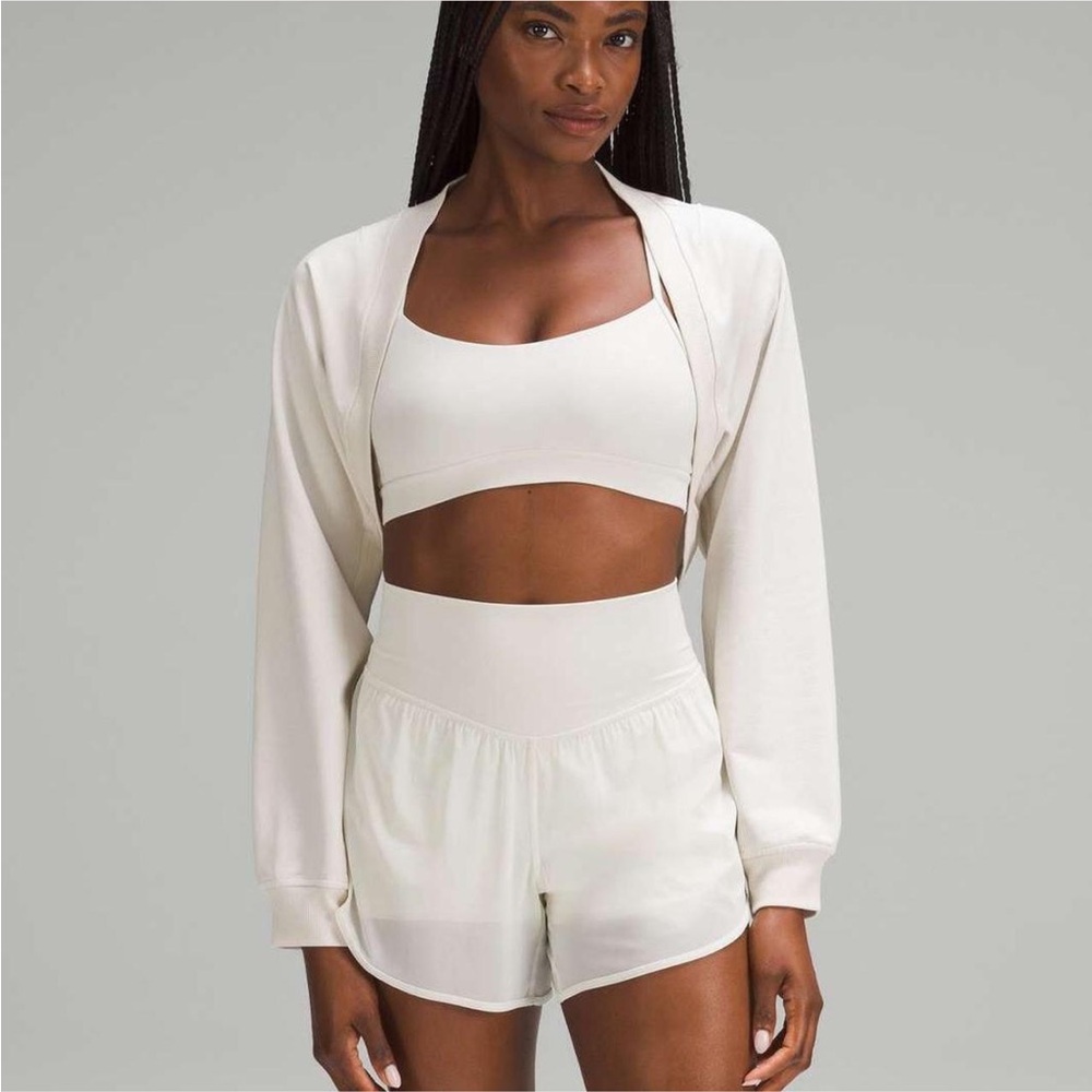 Lululemon french terry open front long sleeve cream white
